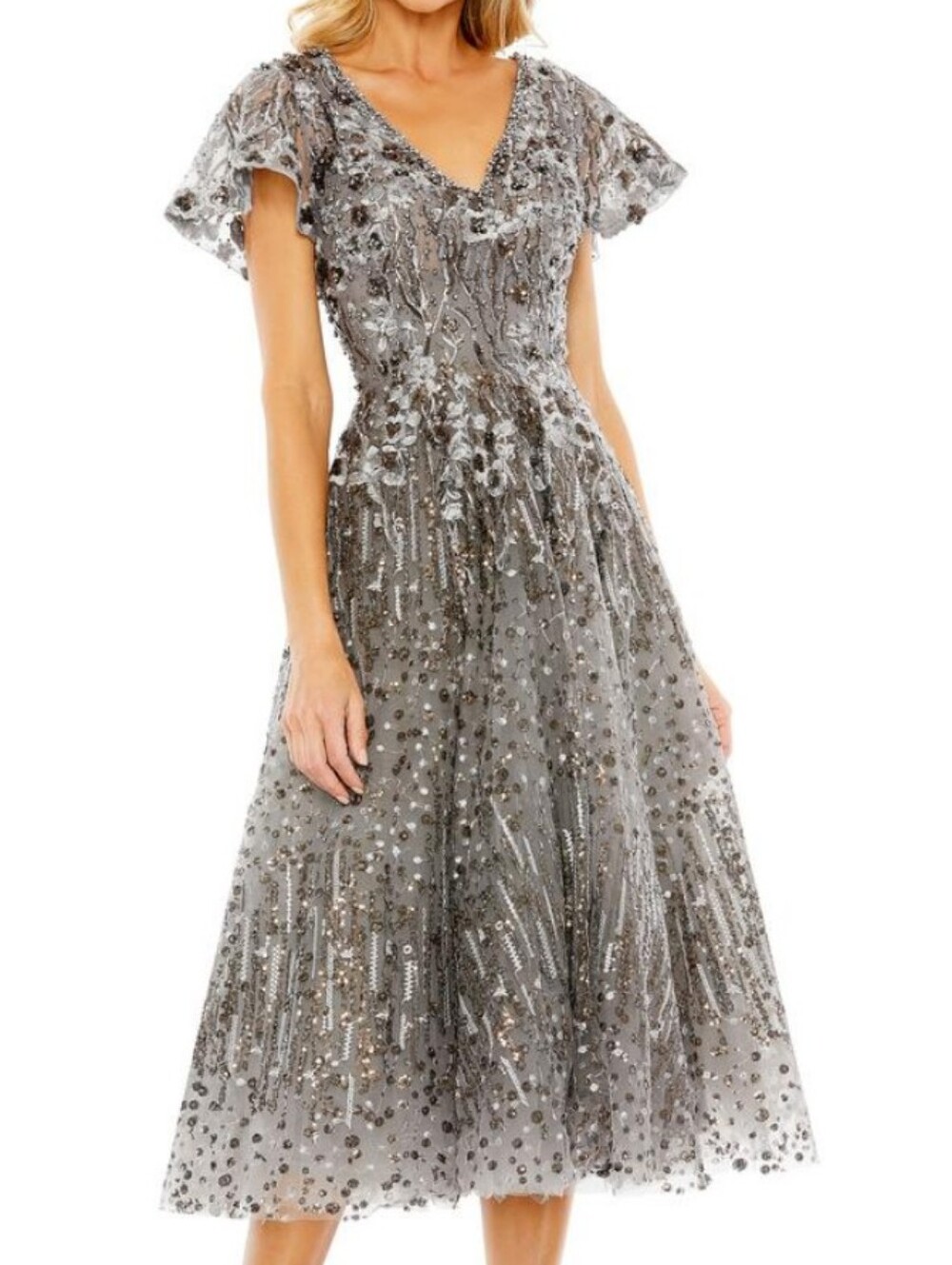 NWT $698 Mac Duggal Butterfly Fit And Flare Dress Sz 18